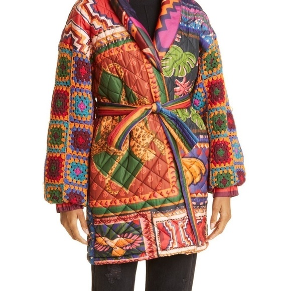 Patchwork tapestry crochet puffer jacket - Picture 4 of 6